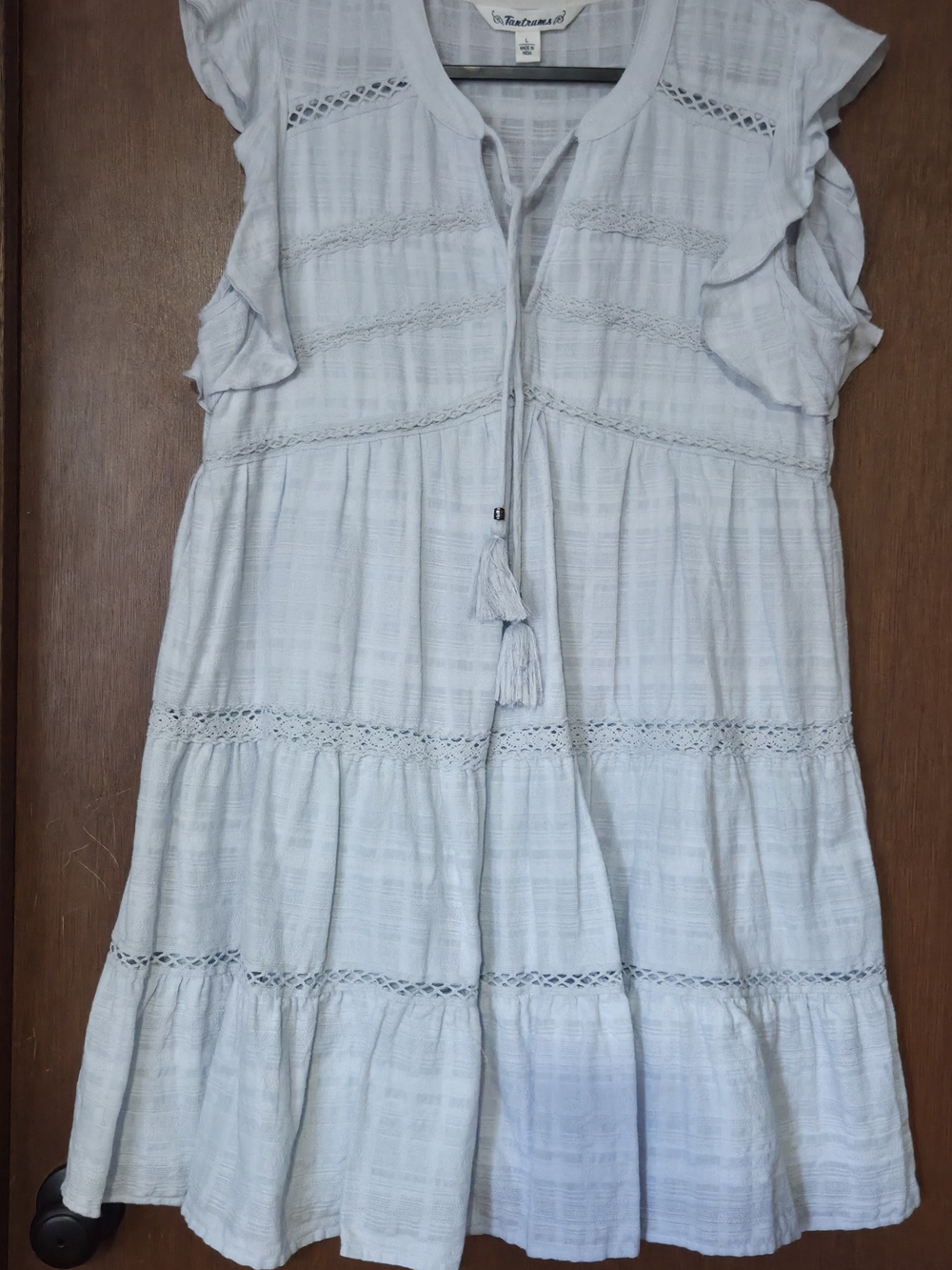 Tantrums Pale Blue Cotton Tassel Tie Dress